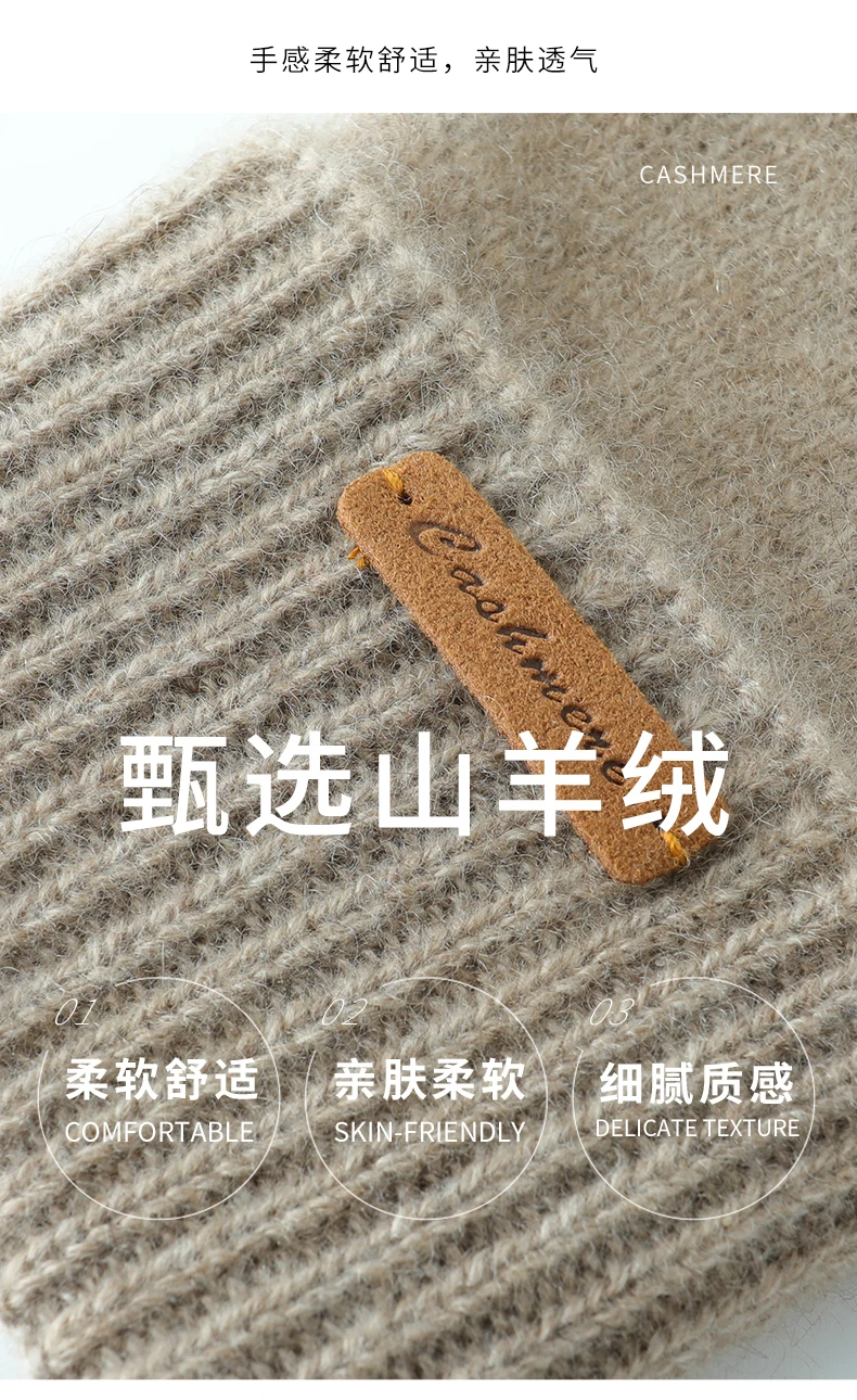 Winter High-Quality 100% Real Cashmere Touch Screen Gloves Women Soft Warm Stretch Knit Mittens Full Finger Guantes Female