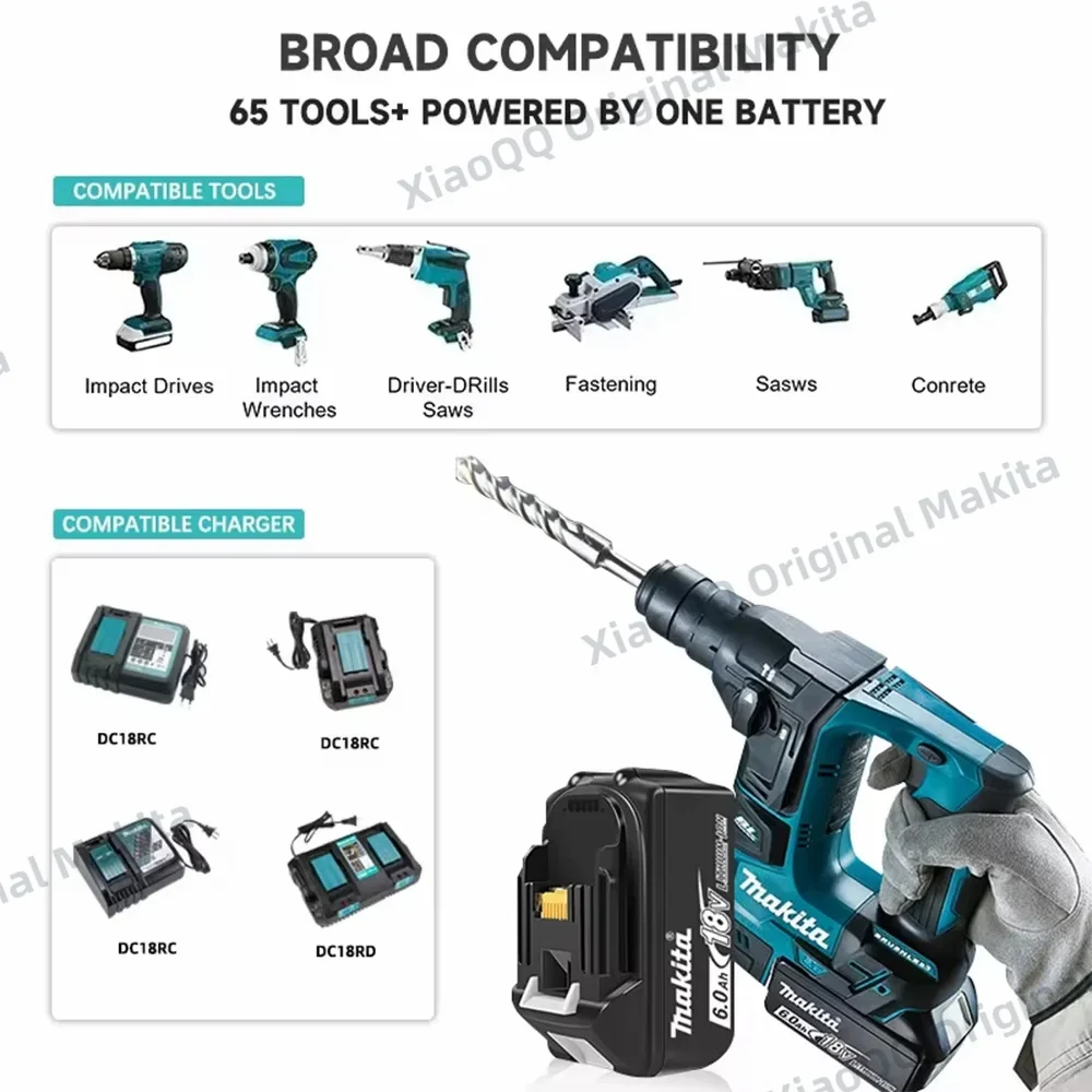 100% оригинальный аккумулятор Makita 18 В BL1850b BL1850 BL1860 BL1830b BL1830 BL1815 BL1840 LXT400 6,0 Ач для инструментов Makita, дрели DTD173