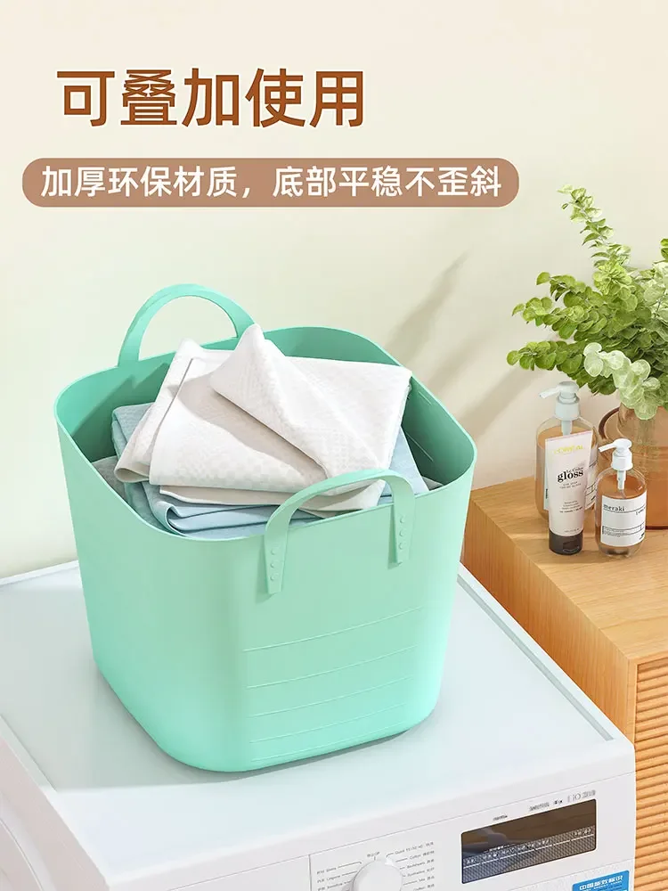 Household Large Capacity Plastic Dirty Clothes Bucket Dirty Laundry Basket Toy Storage Basket Clothes Blue Dirty Clothes Basket