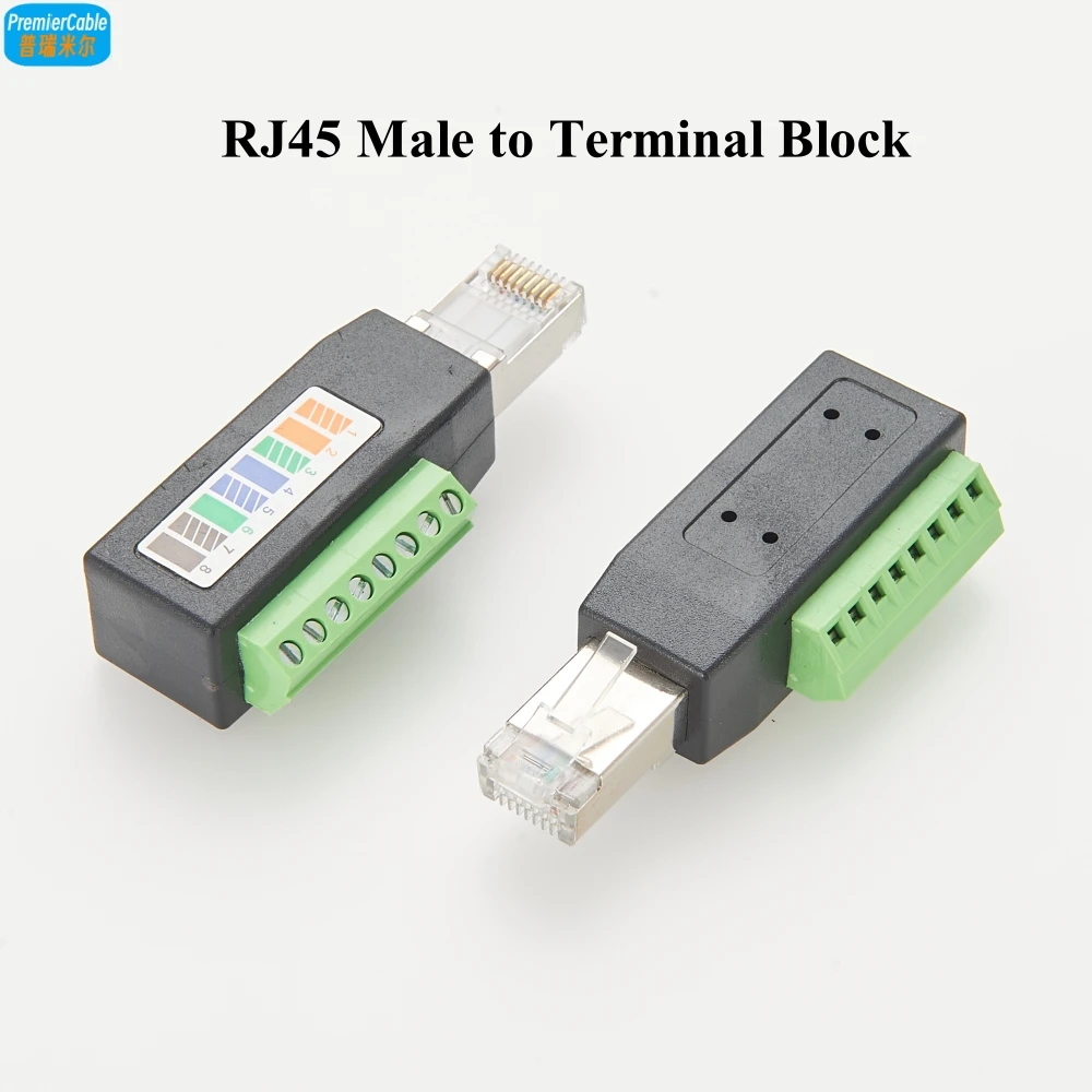 Złącze śrubowe RJ45 RJ45 Bezlutowa wtyczka męska do 8-pinowego adaptera listwy zaciskowej do telewizji przemysłowej Ethernet Cat5/6/7 AV
