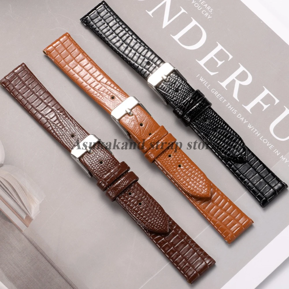 新しい 10 ミリメートル 12 ミリメートル 14 ミリメートル 16 ミリメートルトカゲ柄レザー時計バンドセイコー用オメガ用カルティエブレスレット超薄型女性男性ストラップ