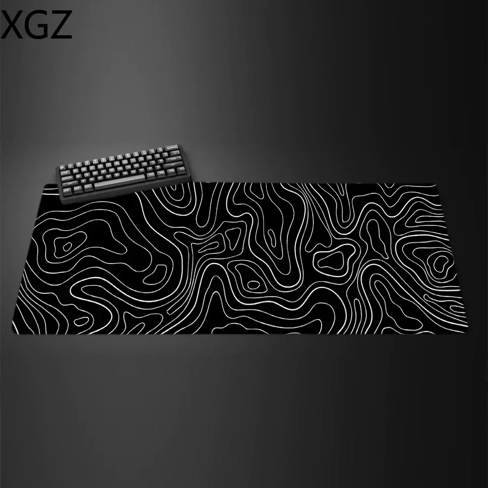 1 piece black and white gaming mouse pad large keyboard desk mat 31.5 x 11.8 inches terrain map suitable for office home use