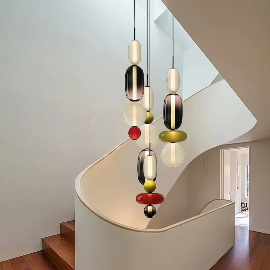 Italian Candy Glass Pendant Light Modern Hanging Lamp Chandelier Loft Living Dining Room Ceiling Suspension Elegant Home Decor