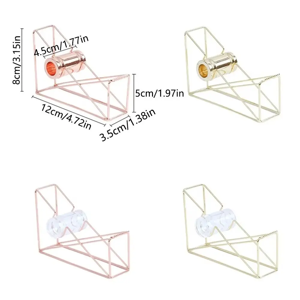 Non-slip Iron Art Tape Dispenser Rust-proof Sturdy Manual Tape Cutter Transparent Wheel Safe Tape Storage Organizer Home