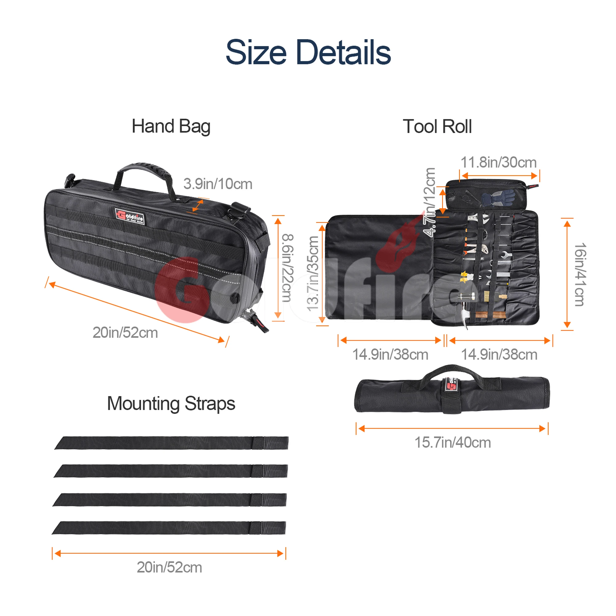 Universal Travel Tool Kit Storage Cable Bag Heavy Duty Canvas Organizer Tool Roll Wrench for UTV ATV SxS Car Truck 4 x4 Offroad