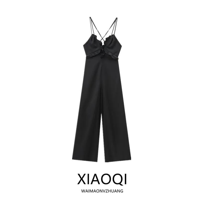 

Bla Cross Strap Jumpsuit Long Pants Women's Design Sensation New Fall 2024 One-Piece Suit Casual mid Waist Polyester