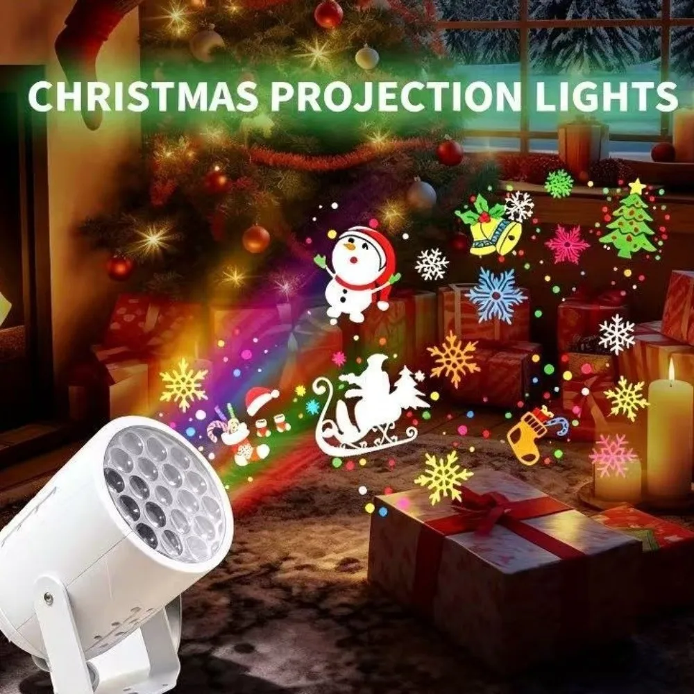 360 Degree Rotating Christmas Projector Light Adjustable Stand Ocean-Themed Snowflake Background Light USB Powered Santa Claus