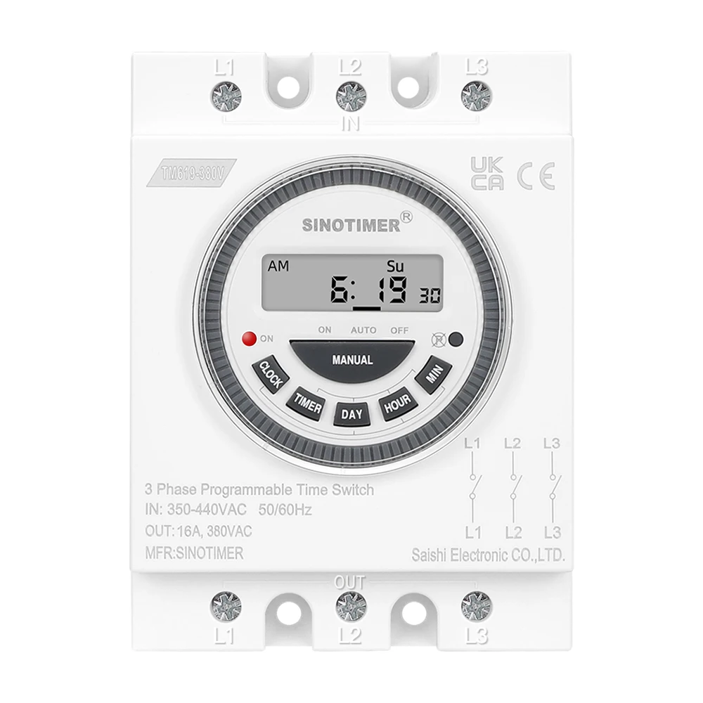Brand New Easy Wiring 3 Phases 380V 415V 7 Days Programmable Timer Switch Time Relay with Dustproof Cover
