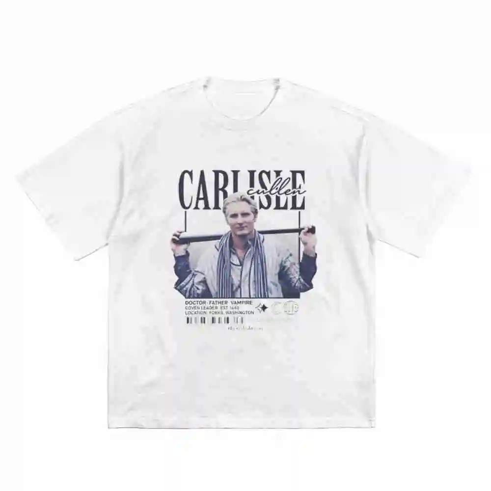 Twilight Carlisle Cullen Baseball Short Sleeve Tee 100% Cotton T-Shirt