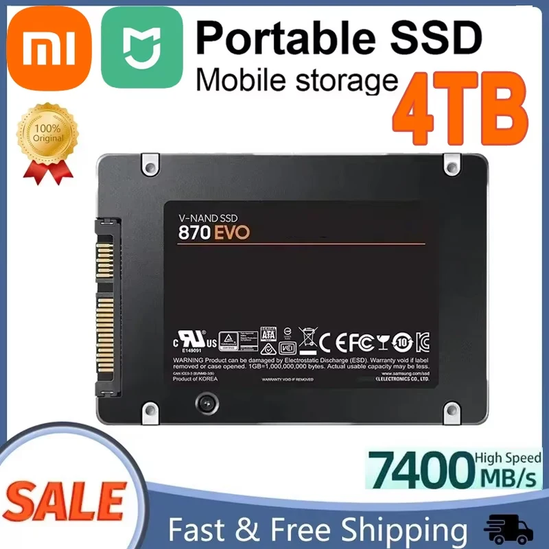 

Твердотельный диск Xiaomi Mijia 4 ТБ SSD 870 EVO 500G 1T 2T Внутренний жесткий диск Sata3 2,5 дюйма для ноутбука, микрокомпьютера, настольного компьютера