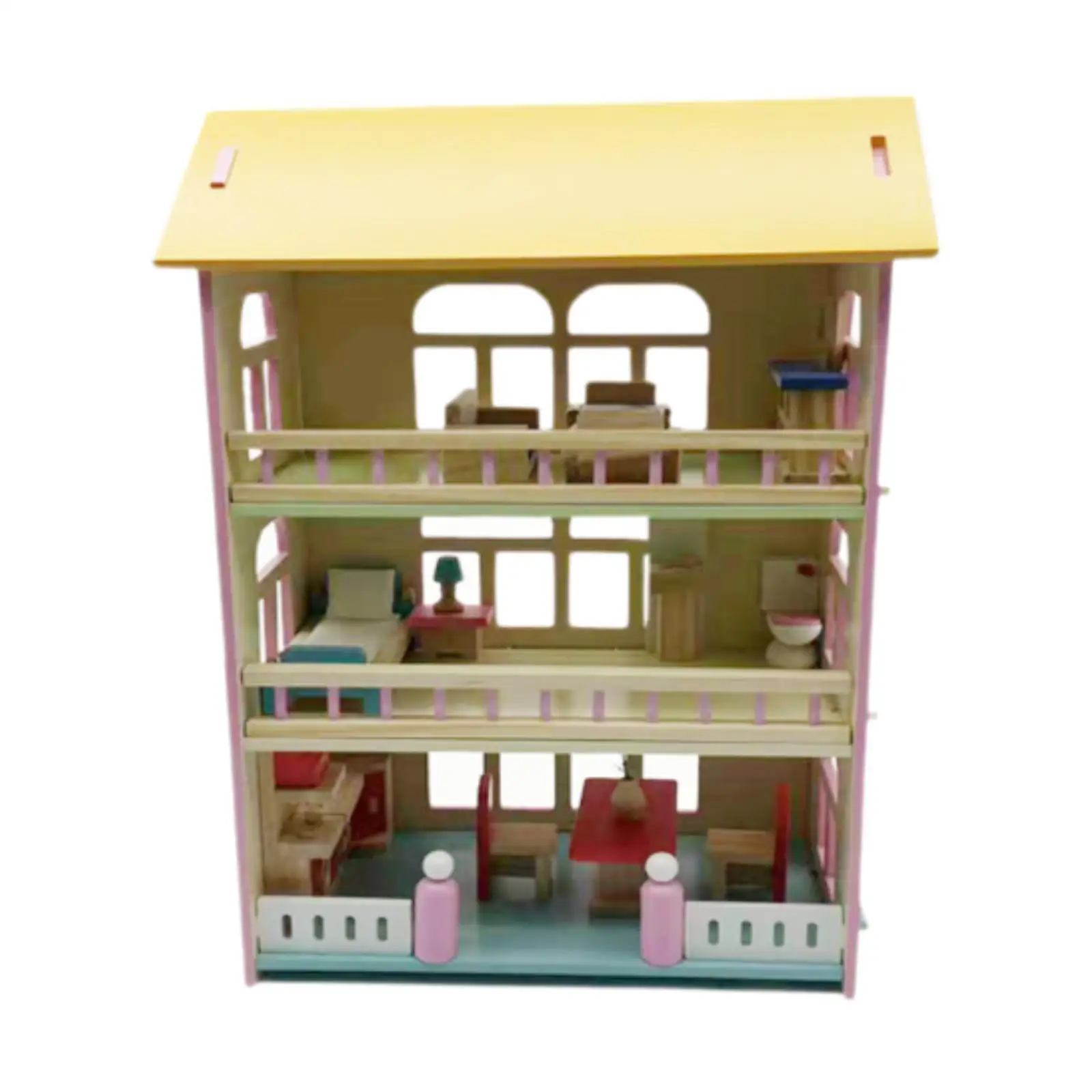 Casa de bonecas de madeira villa casa de boneca playset com móveis pequena sala fazendo kit casa de boneca em miniatura para meninas para meninas