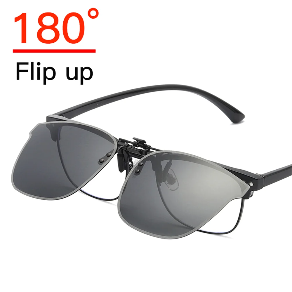 VIVIBEE Große, hochklappbare Sonnenbrille zum Aufstecken, polarisiert, für Herren, klassisch, UV400, photochrome Linse, Sonnenbrille für Damen – Detail 4
