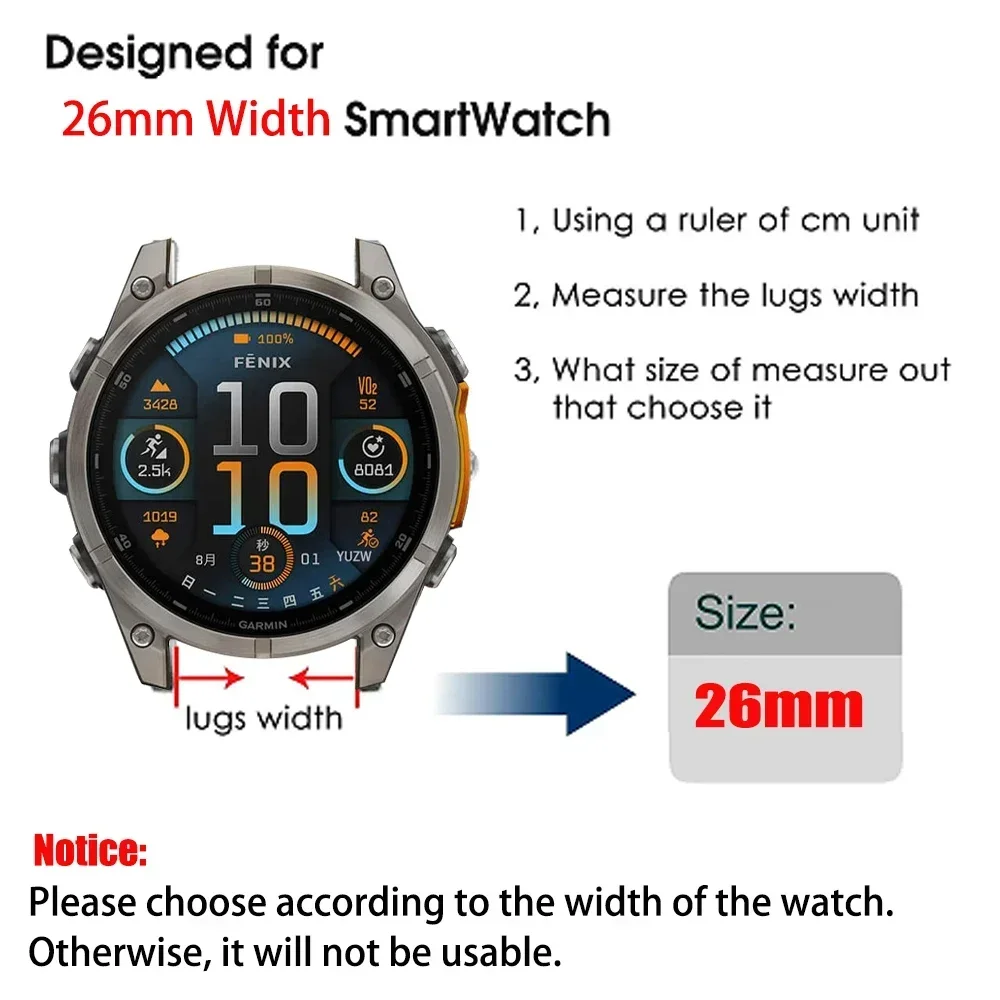 1:1 Fenix9 Uhrenarmband für Garmin Fenix 9 Pro 47mm 51mm E 8 7 7X 6 6X 5X/Epix Pro/Enduro 3/970 QuickFit 22mm 26mm Silikonarmband – Detail 1