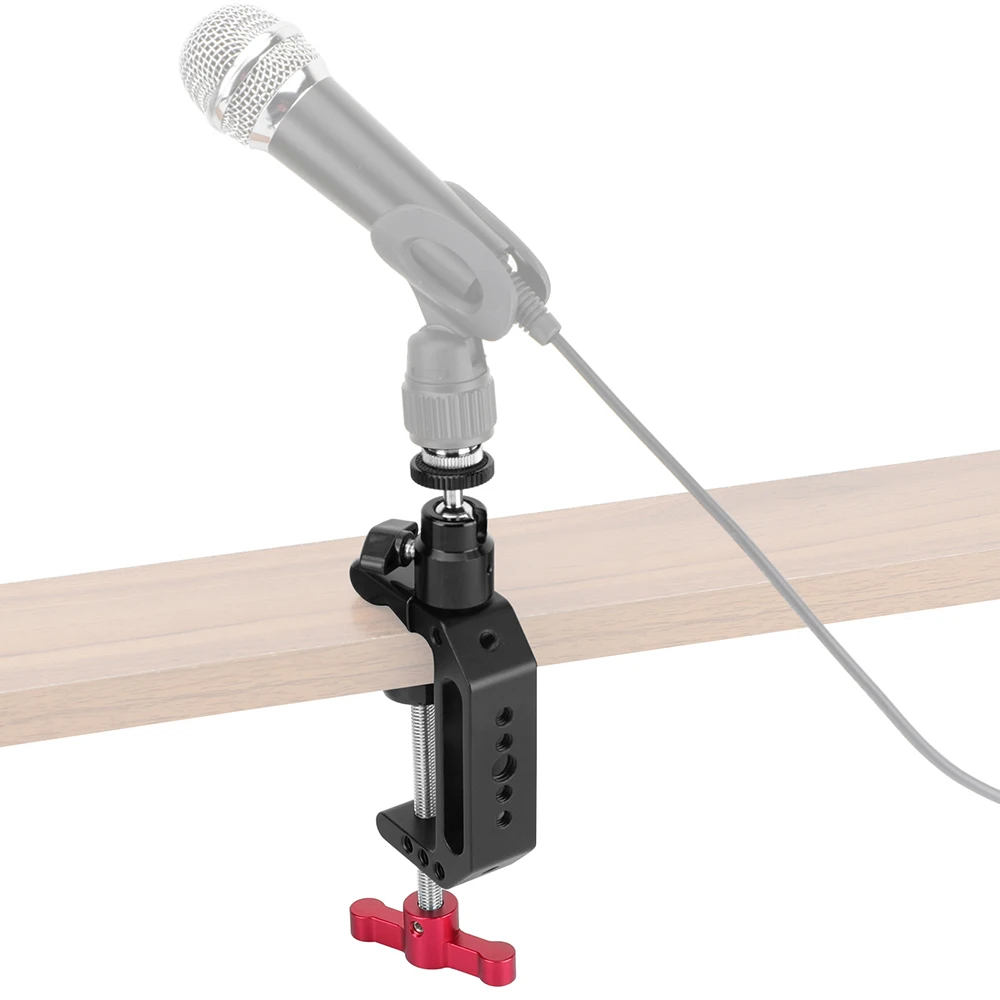 Kimrigمتعددة الأغراض سوبر C المشبك حامل مكتبي مع 5/8 "-27 الكرة رئيس جبل ميكروفون برغي محول للميكروفون