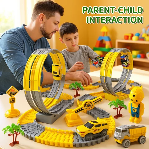 Children Electric Magical Flexible Track Toy Car Engineering Car Kids Educational Toys Train Toys for Children Birthday Gift