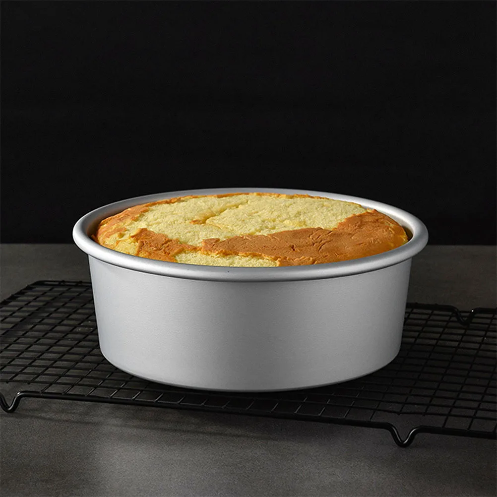 

6 Pcs Muffin Solid Base Cake Mold Pan DIY Aluminum Alloy Round Baking Pans for Cakes