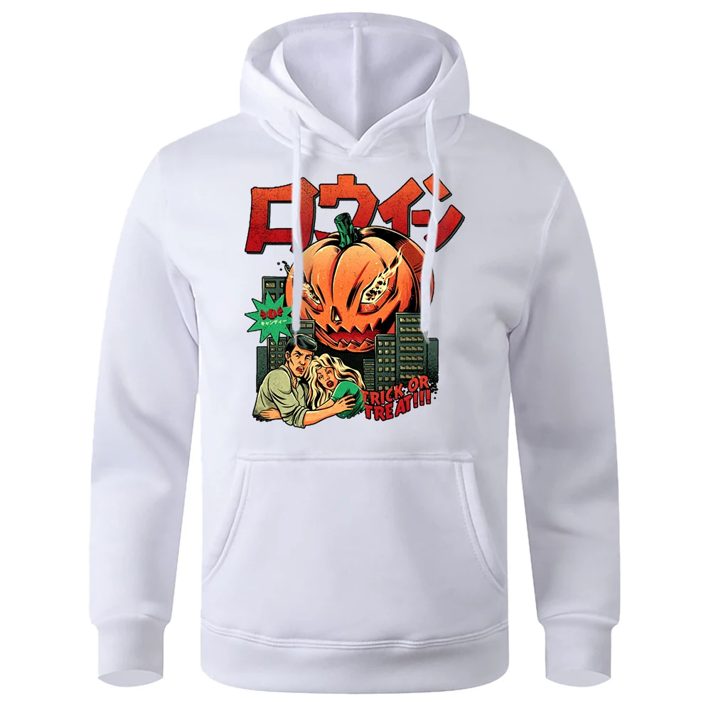 

Halloween Pizza Kong Metallicprinting Hoodies Men Comfortable Fleece Hooded Street Fashion New Hoodie Basic All Match Sportswear