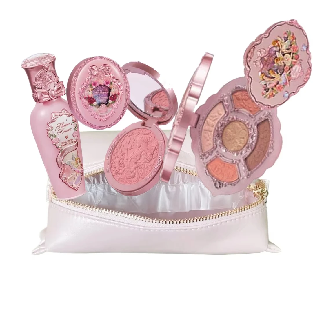 Flower Knows All In One Makeup Set Gift Box Glitter Eye Shadow Palette Matte Blush Long Lasting Velvet Lip Cream z torbą