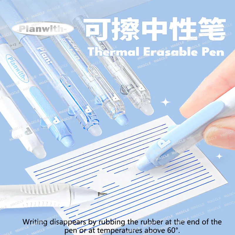 

Планс 60 ° Горячие стираемые ручки, 3 шт./упак., нескользящий стержень, специализированные яркие аккуратные гладкие гелевые ручки для письма, красивые канцелярские принадлежности