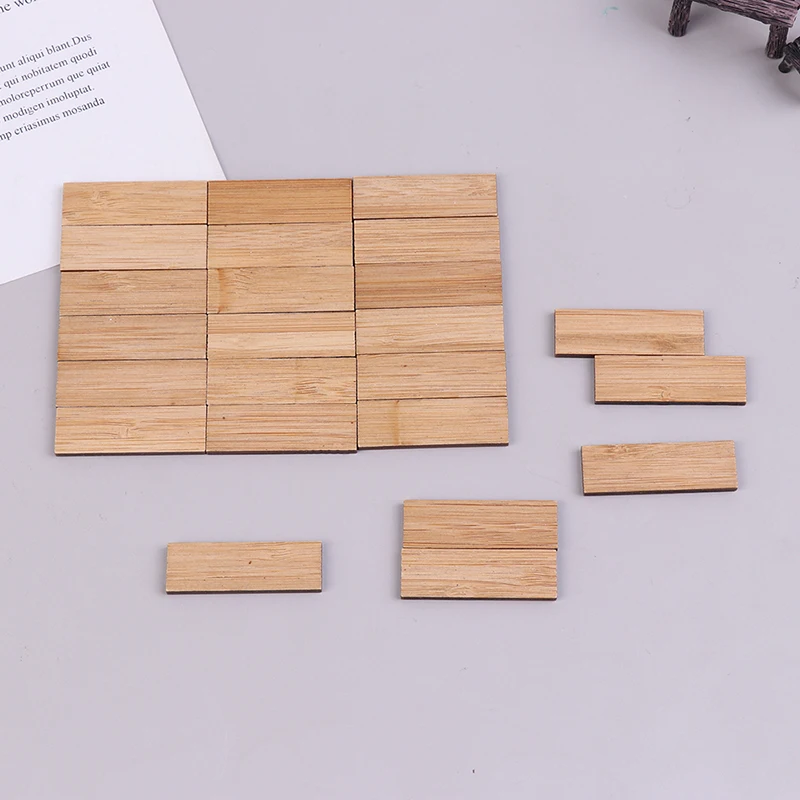 24Pcs/Set 1:12 Dollhouse Miniature Bamboo Prefab Floor Rectangle Model Decor DIY Accessories