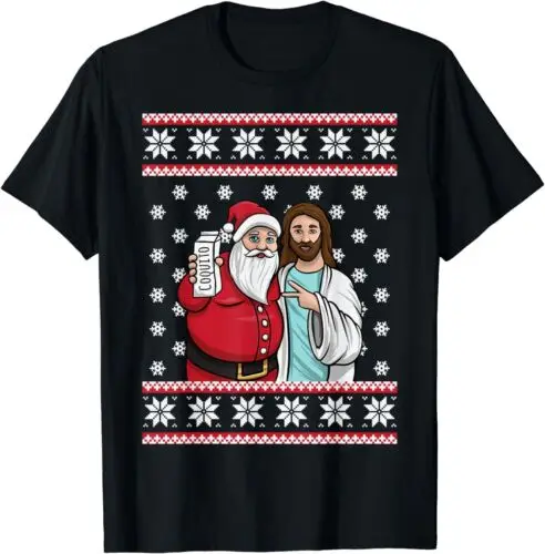  Christmas Drinking Party Santa Jesus Ugly Gift Idea T-Shirt S-3XL