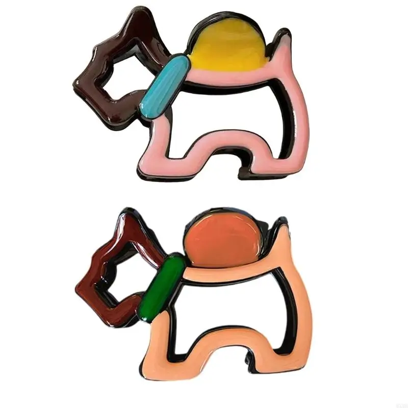 

MXMB Modern Dog Shaped Hair Claw Clip Cartoon Hollow Design Colorful Animal Hair Accessories For Women Girls Gifts
