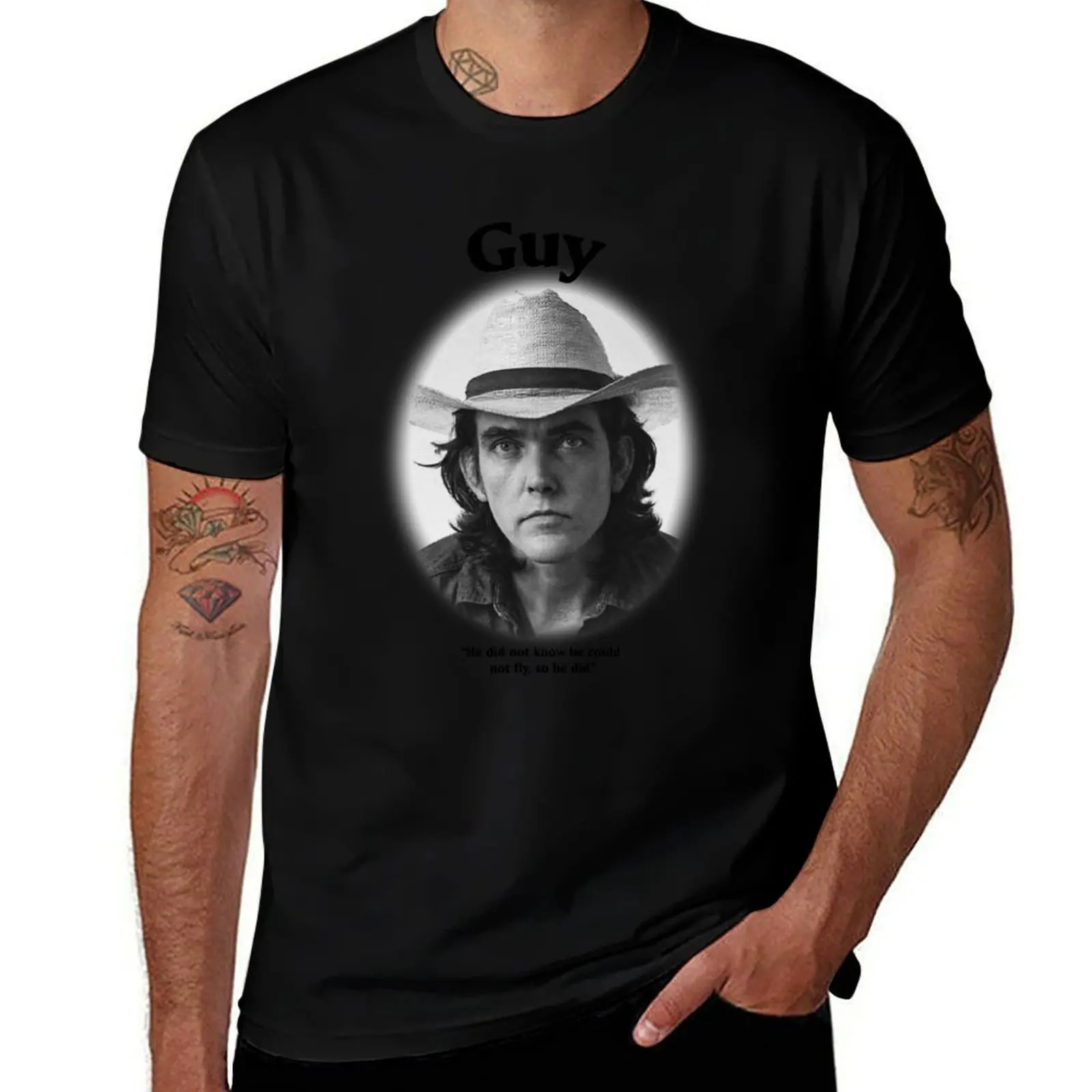 Guy Clark... T-shirt respirant à manches courtes pour la gym, avec inscription « He Did Not Know He Could Not Fly »