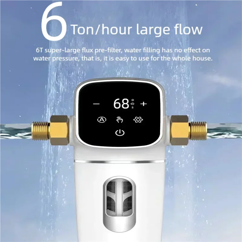 Auto Touch-Screen matic Flushing Backwash Prefilter Spin Down Sediment Water Filter Central Whole House Purifier System