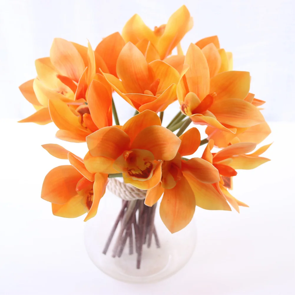 

Simulated Flower Artificial Cymbidium 100Cm Bright Color Wedding Home Party Decor Fake Flower Decorative Props