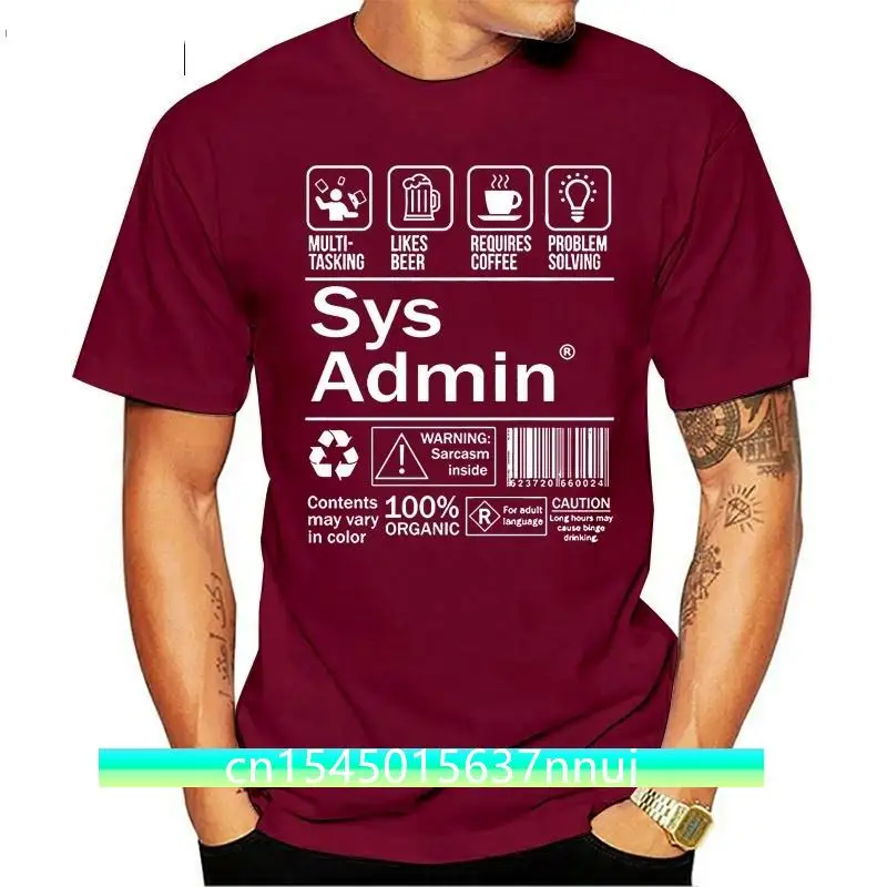 System Administrator Product Label T-Shirt Unix Linux Coffee Men Brand Clothihng Top Quality Fashion Mens T Shirt 100%Cotton