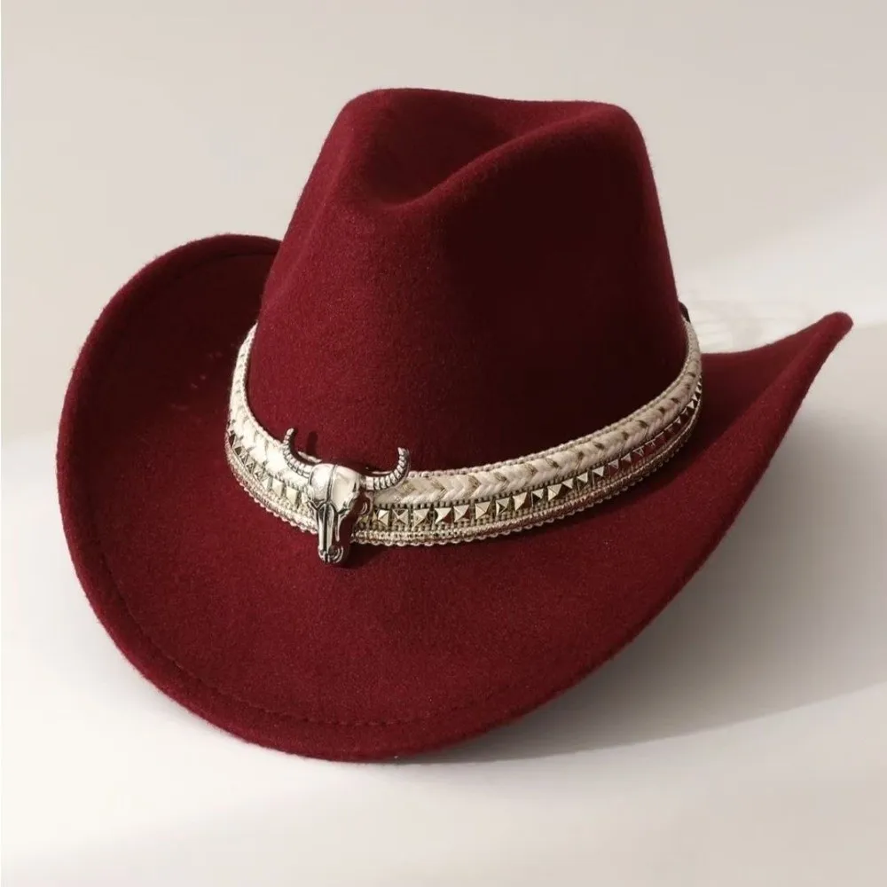 Gorra de vaquero occidental de ala ancha, sombrero de caballero con protección solar transpirable de lana, sombrero tibetano ligero de estilo étnico para concierto