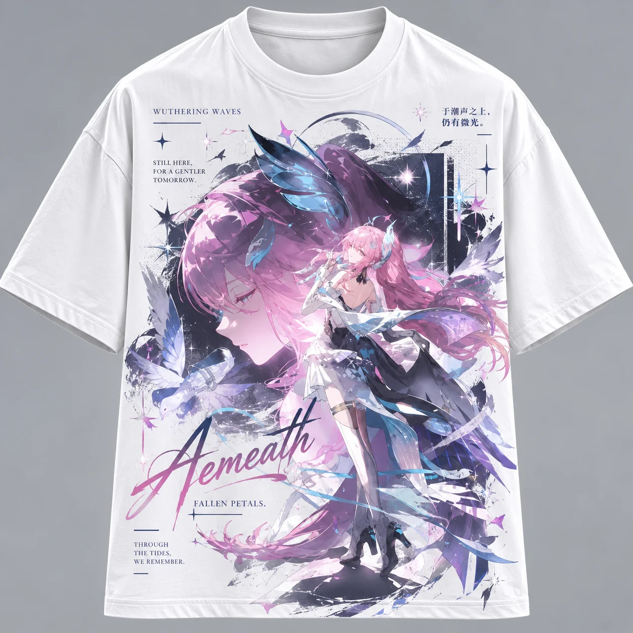 Unisex Wuthering Waves Aemeath Graphic T‑Shirt Y2K Harajuku Casual Cosplay Streetwear Anime Short Sleeve Top