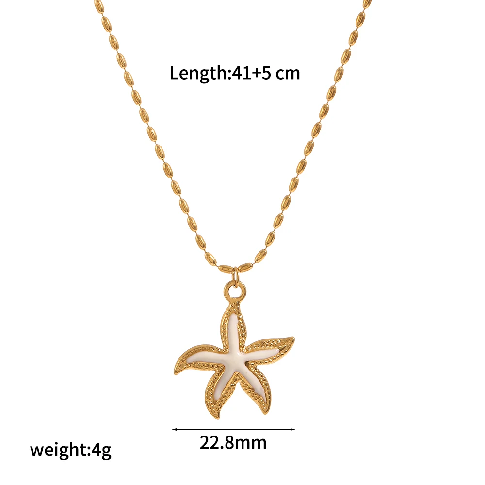 Modische 18k vergoldete Emaille-Anhänger mit Seestern- und Seepferdchen-Motiven, Halskette im Gothic-Stil, Edelstahl, DIY-Schmuckketten – Detail 7