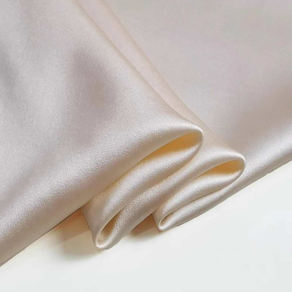 Natural Silk Stretch Satin140cm width 19momme Lycra Silk Fabric Shirt Evening Dress Sewing Material Nude Skin Color