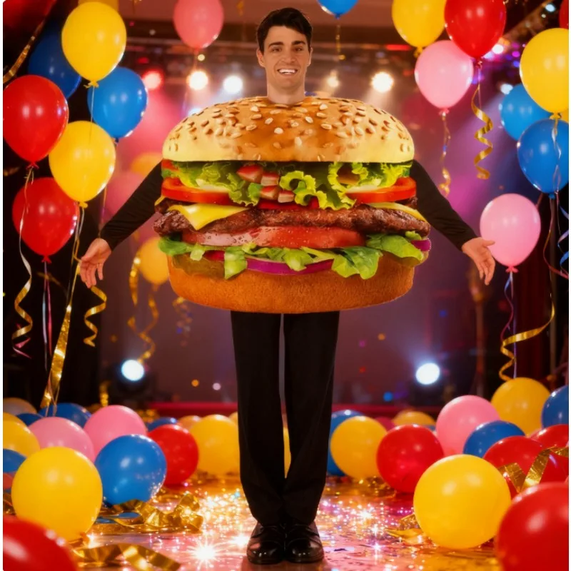 

Costumes Accessories Animated Burger Ensemble - 3D Padded Costume with Lettuce & Cheese Layers for Theme Parties