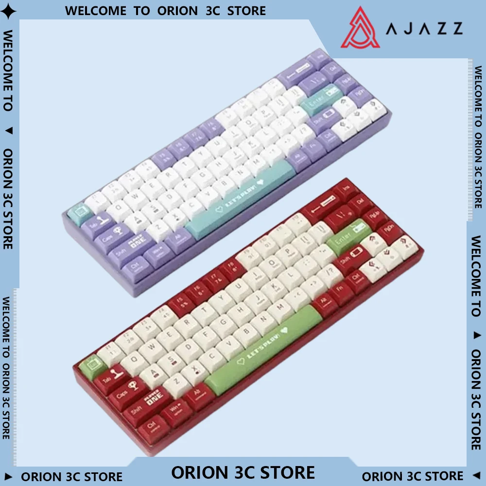 AJazz AK680 Wireless Mechanical Keyboard 2.4G/BT5.0 Dual-mode Ergonomic Mechanical Gaming Keyboards 68 Keys Hotswap Red/tea Axis