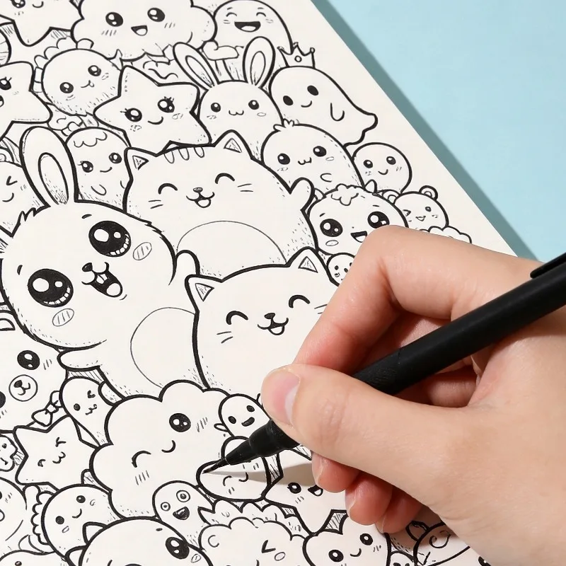 One Copying Line Drawing Coloring Book, Line Drawing Doodle, Art Line Drawing Exercise Book, 24 Pages of High-definition Paper