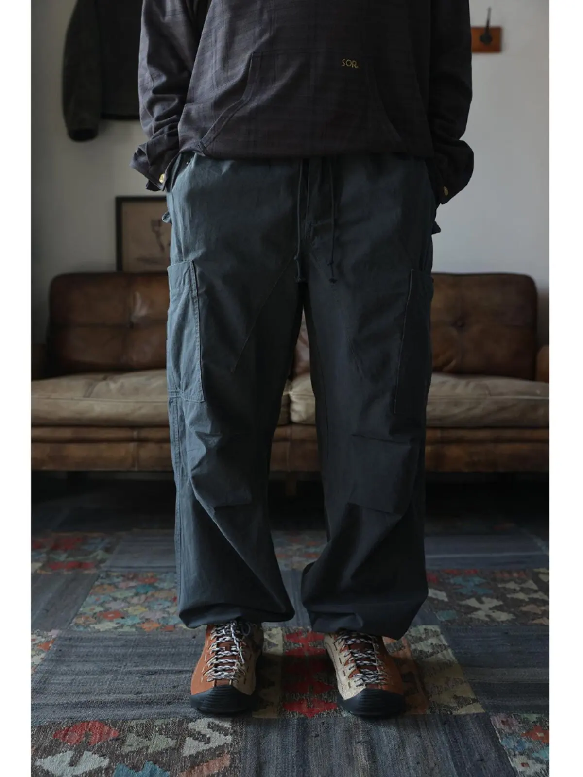 

Japanese Style Vintage Washed Parachute Pants Straight Loose Fit Casual Cargo Pants