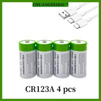 New Cr123A Battery 3.7V 2800Mah Type-C Fast Rechargeable Battery, Cr123A=16340 Rechargeable Battery Can Be Recycled 2000 Times, Suitable for Safety, Leak-Proof Cameras/Flight, Long Battery Life, Durable