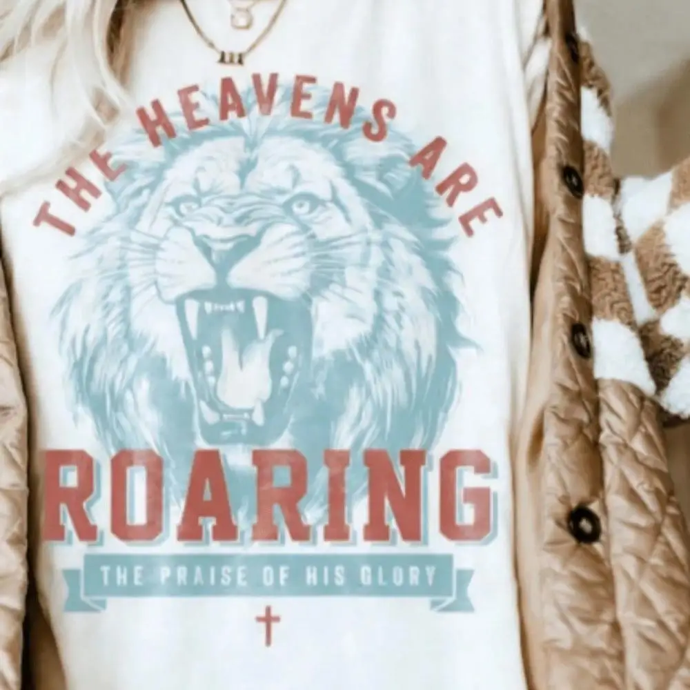 Boho Shirts The Heavens Are Roaring TShirts Bible Verse Shirt Christians T Shirts Jesus Apparel Faith Based Shirt