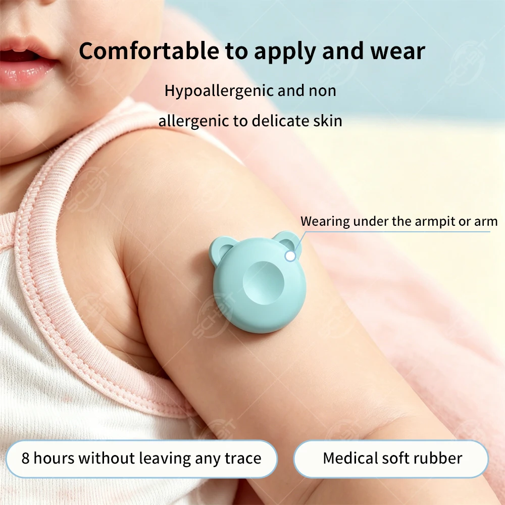 Wearable Continuous Thermometer 24H Wireless Temperature Monitor Smart Fever Alarm Thermometer Patch MedicalGrade For Infant Kid