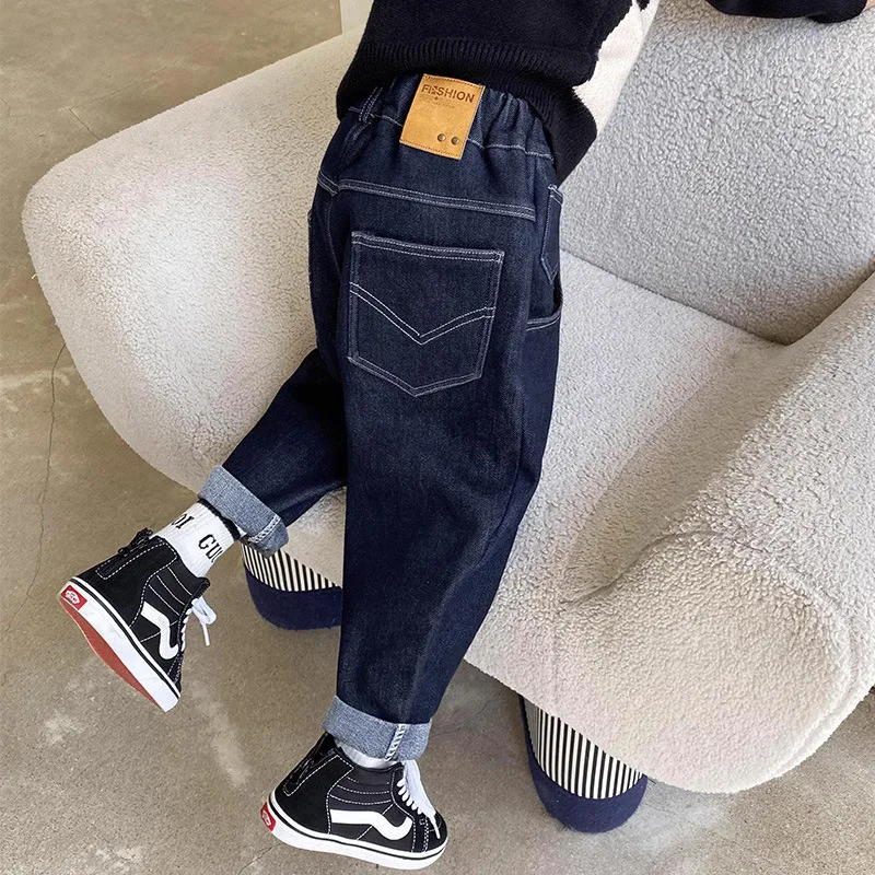 Boys Elastic Waist Jogger Jeans 2024 Spring Autumn New Straight Denim Pants Big Kids Casual Clothes 4 6 8 10 12 14Years