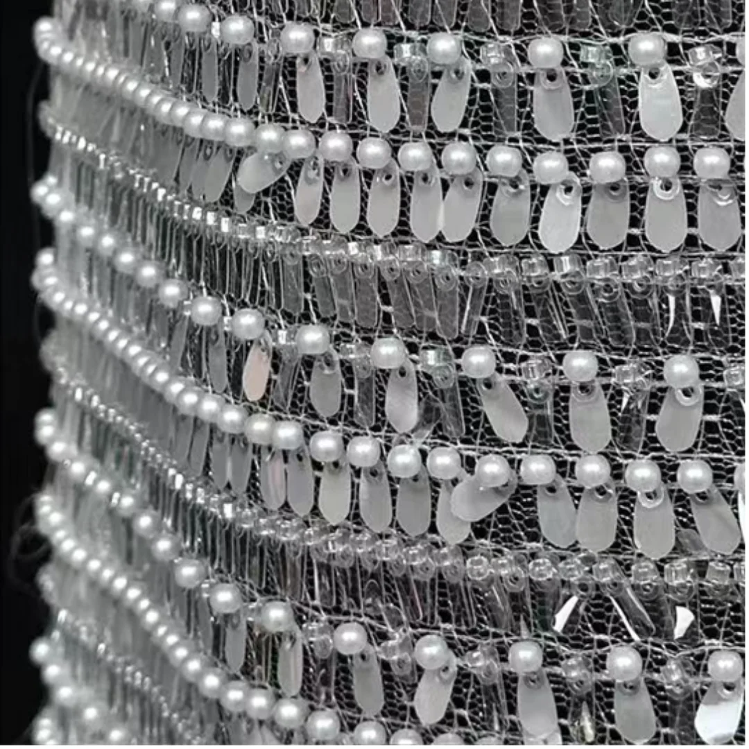 

Горячая распродажа: Дизайнерская африканская французская тюлевая кружевная ткань с линейной вышивкой пайетками, высококачественная, нигерийская, 5 ярдов, для свадебных и праздничных платьев