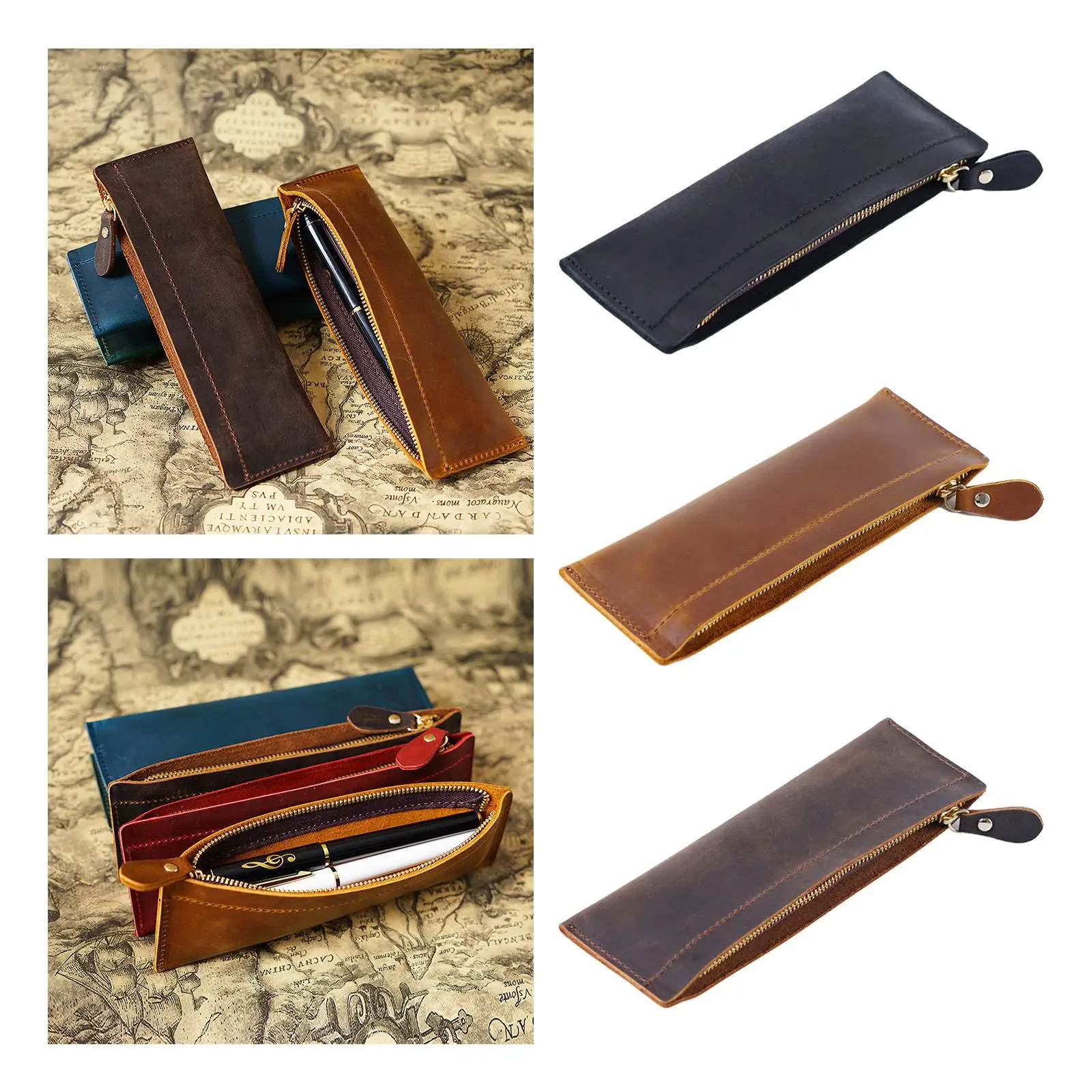 Purse Bag PU Leather Pen Pencil Pouch for Students Teenagers Travel