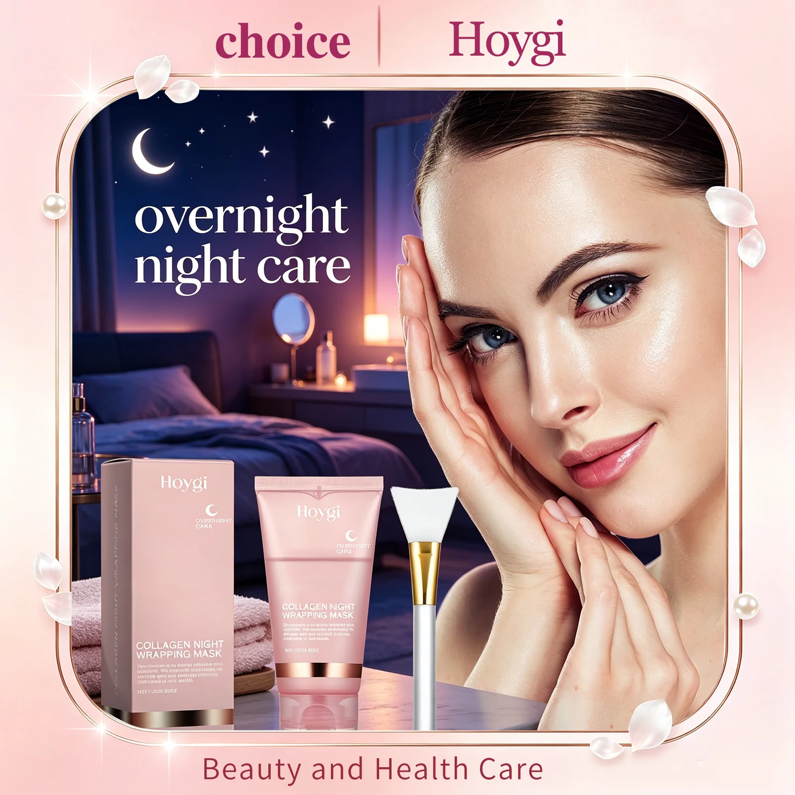 Hoygi Collagen Overnight Wrapping Peel Off Facial Mask Deep Hydrating Nourish Minimize Pores Oil Control Night Care Mask Cream