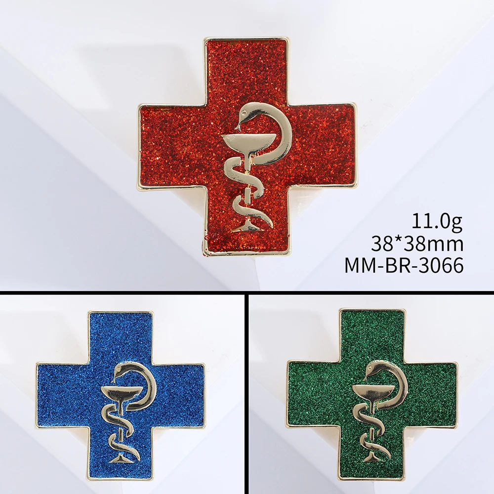Hanreshe Medical Cross and Snake Cup Enamel Brooch Excellent Craftsmanship Medicine Pin Backpack Lapel Badge for Doctor Nurse
