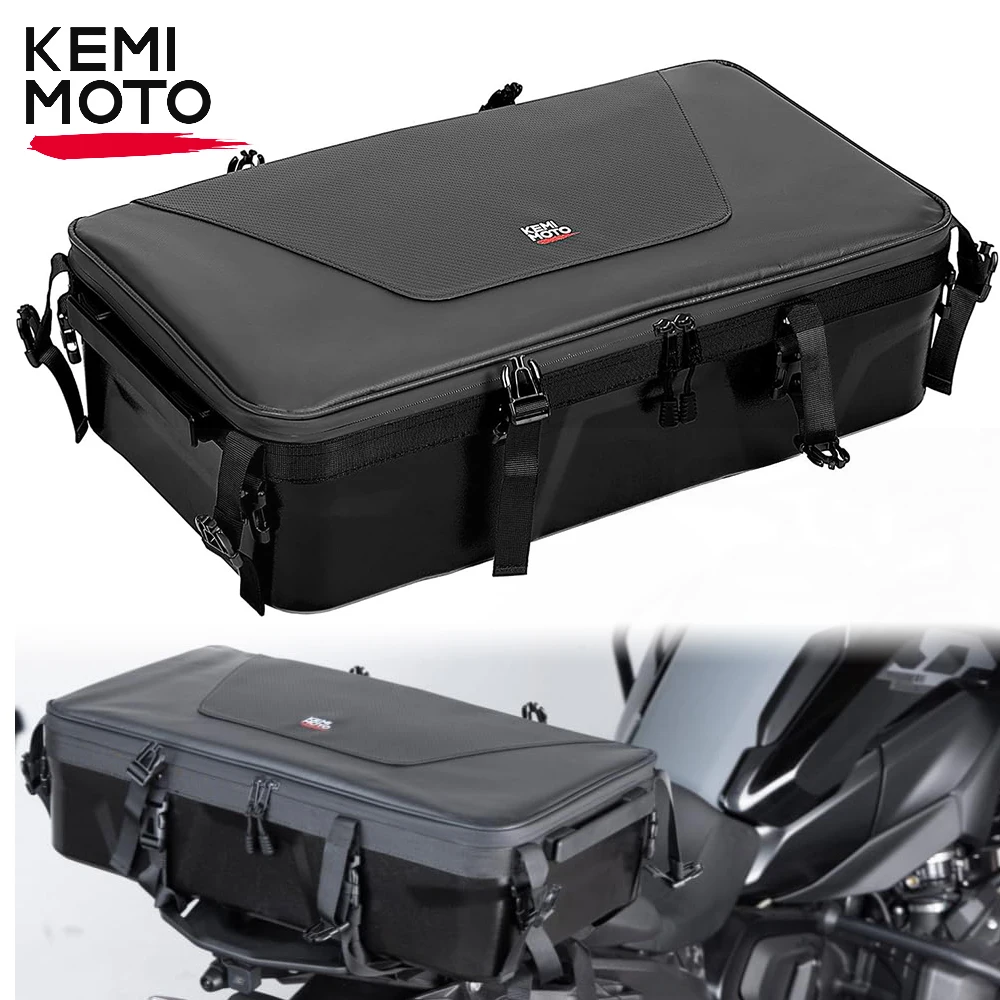 

KEMIMOTO Motorcycle Seat Tail Bags 35L PVC Waterproof Travel Luggage Storage Bag with Rain Cover Motorcycle Back Seat Bag Trunk