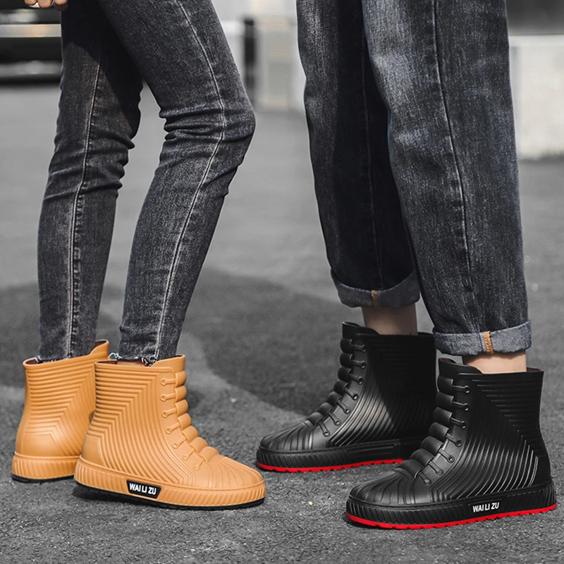 

Women's Rain Boots Rubber Boots Thick Sole Fashion Waterproof Work Boots Unisex Mid Tube Comfortable Non-Slip Water Shoes 36-44