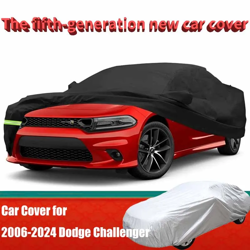 

Автомобильный чехол на заказ, подходит для Dodge Challenger 2006-2024 гг., пылезащитный, водонепроницаемый и водонепроницаемый, с ветрозащитным ремешком (черный), водонепроницаемый
