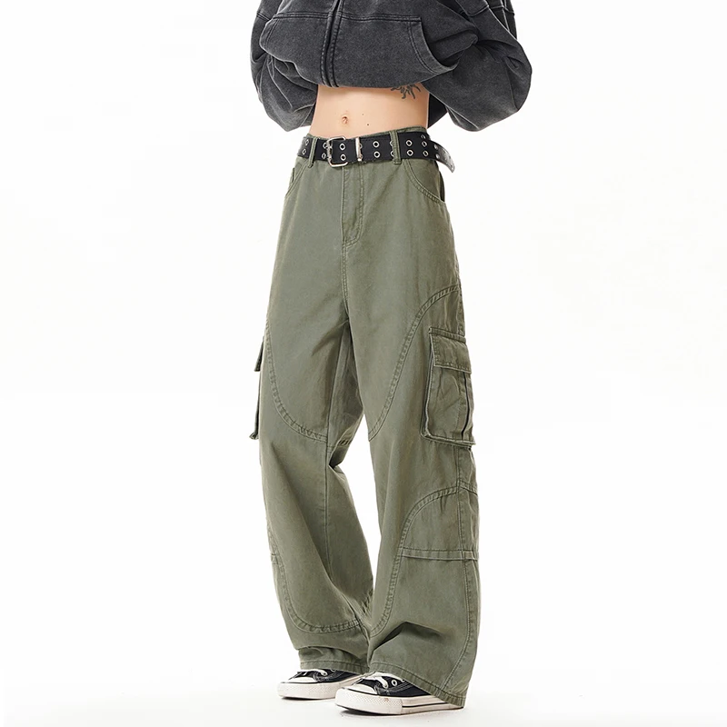 

2025 Autumn Men Cotton Classic Cargo Pants Men Loose Oversized Army Green Pants Male Joggers Black Dark Grey Straight Trousers